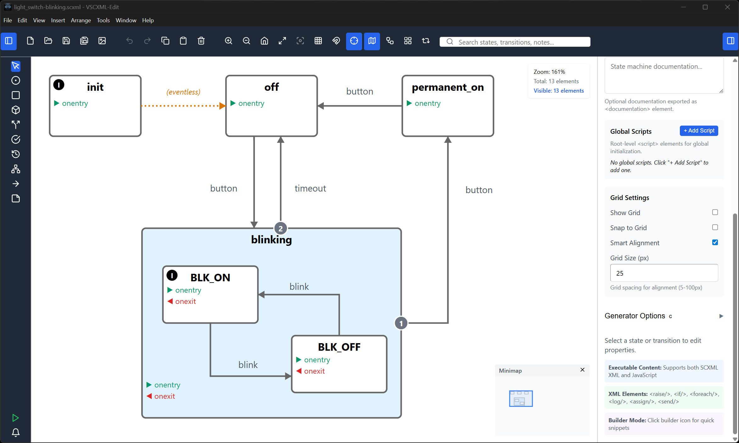 SCXML Editor - Visual state machine designer