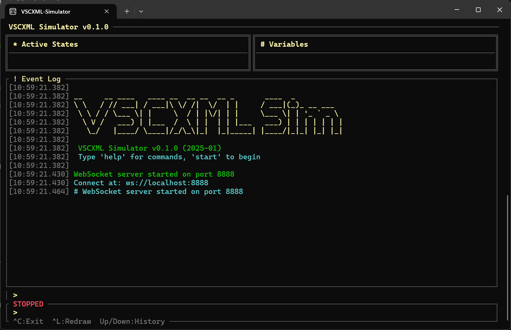 VSCXML Simulator - Interactive testing environment